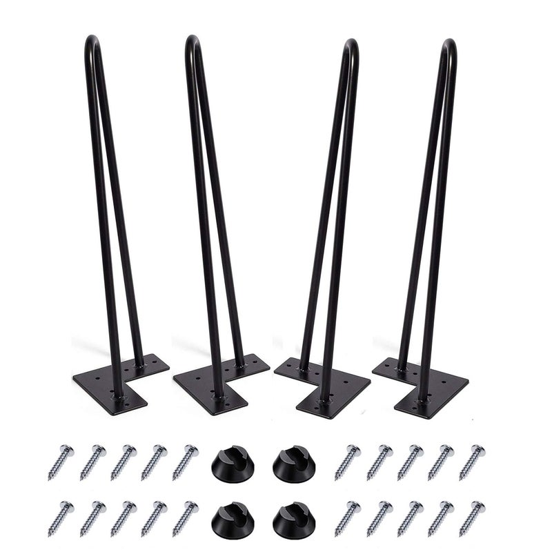MSOBAIW Hairpin Legs 18 Inch Set of 4, DIY Metal Table Furniture Legs Ideal for Dining Table, Desk, 3/8 Inch Diameter Mid Century Modern Style (18", Black) - Image 1